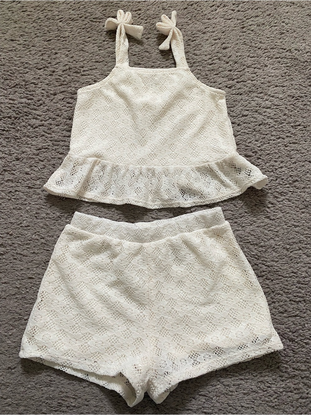 Girls H&M Cream Lace Tank & Shorts Set